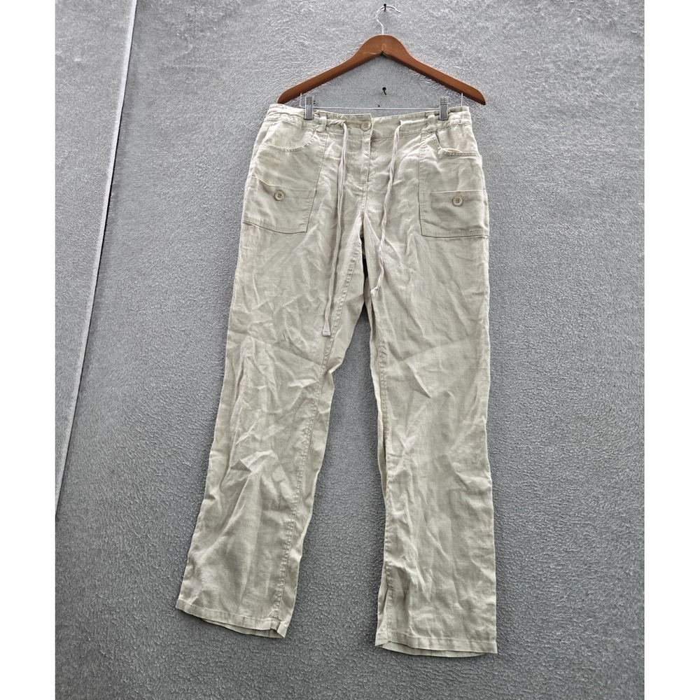 Workshop Andrea Jovine Women Pants 12 Beige 100% Linen Chino Straight 31" Inseam
